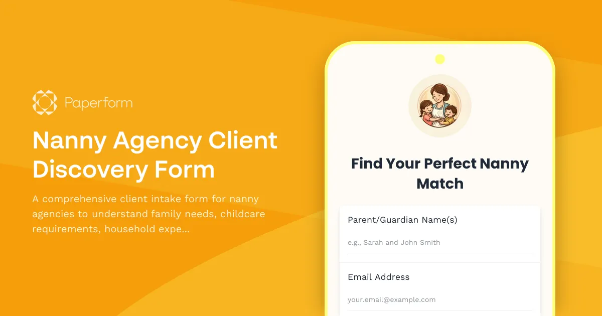 Nanny Agency Client Discovery Form
