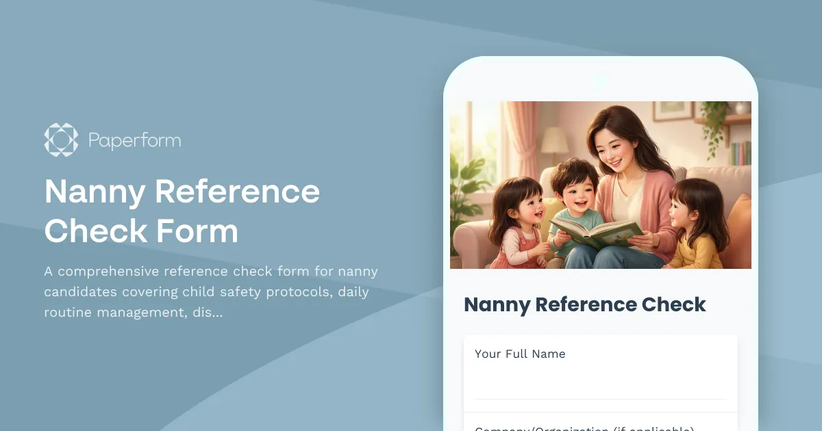 Nanny Reference Check Form
