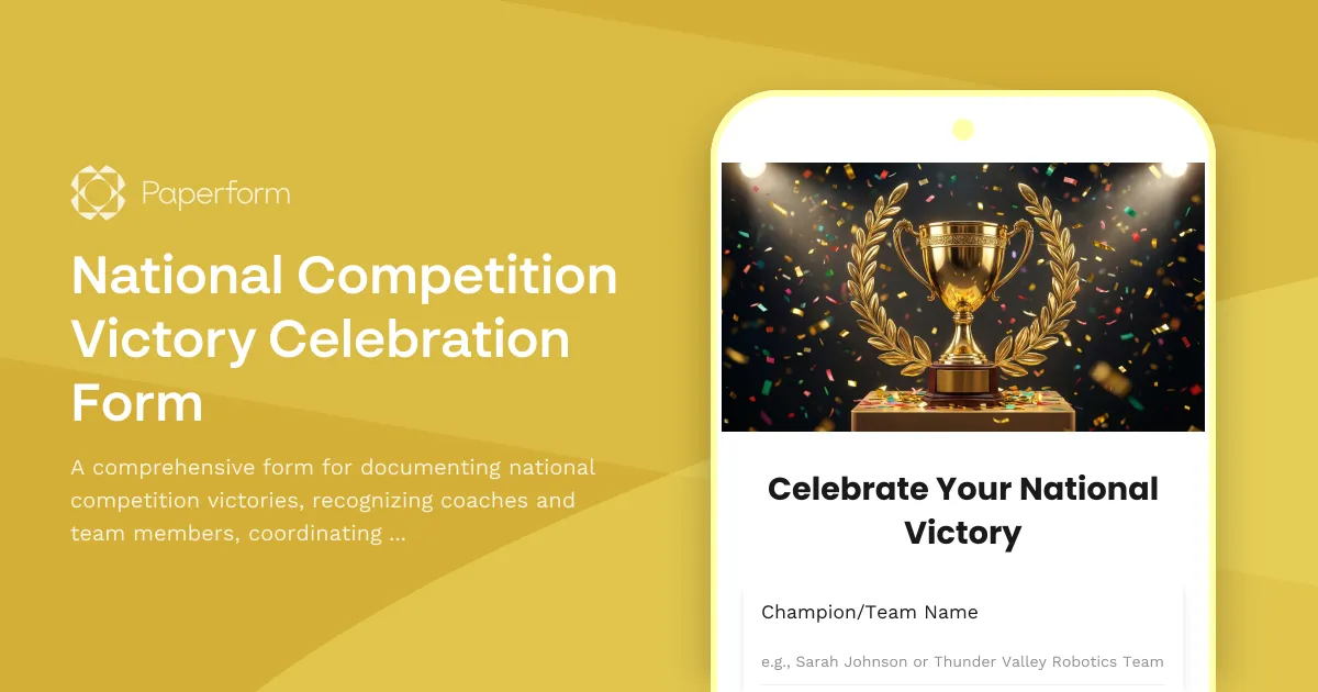 National Competition Victory Celebration Form