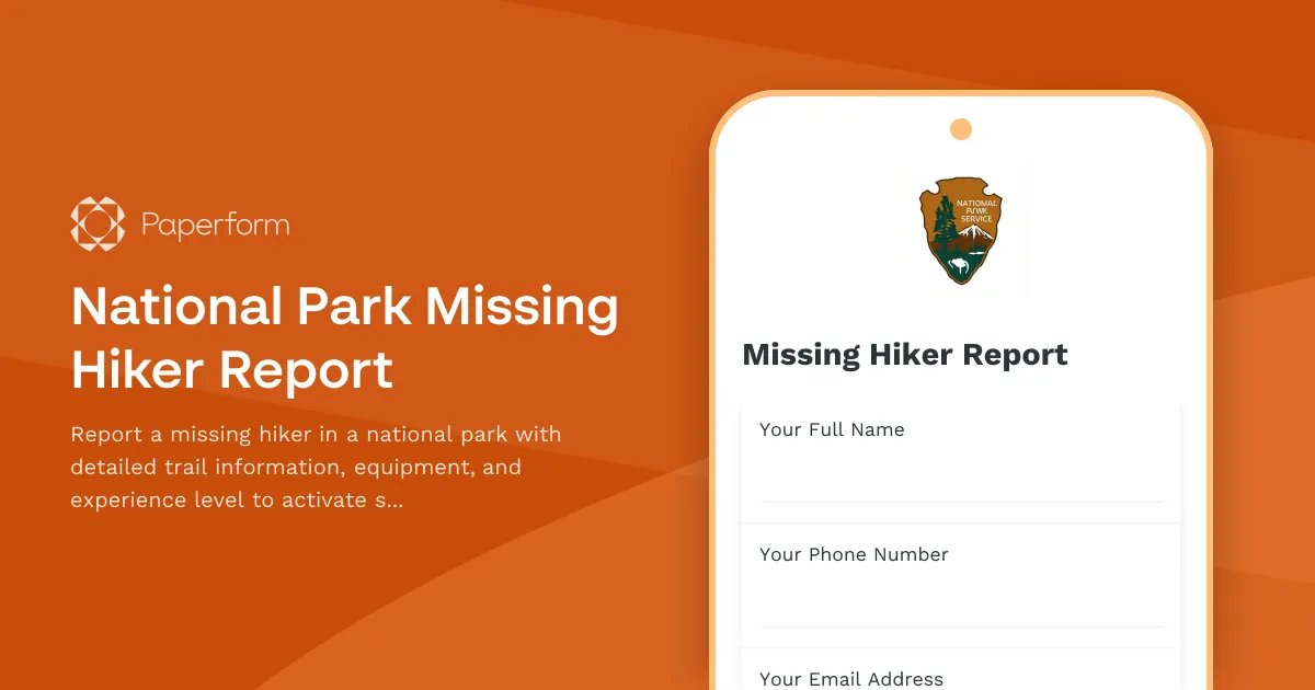 National Park Missing Hiker Report