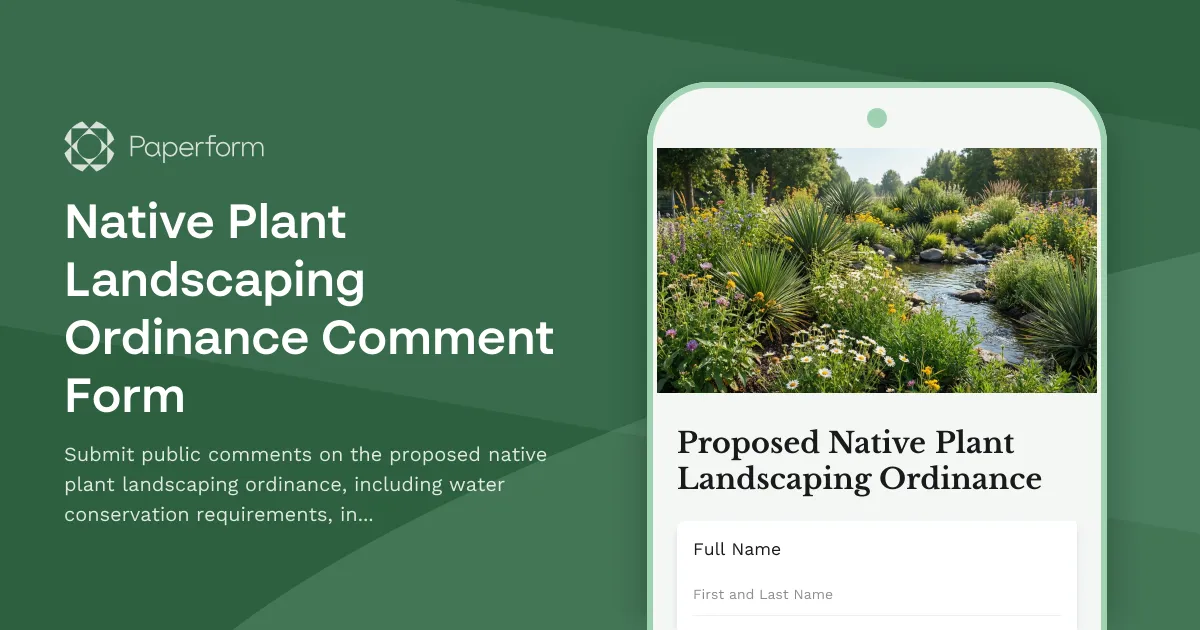 Native Plant Landscaping Ordinance Comment Form