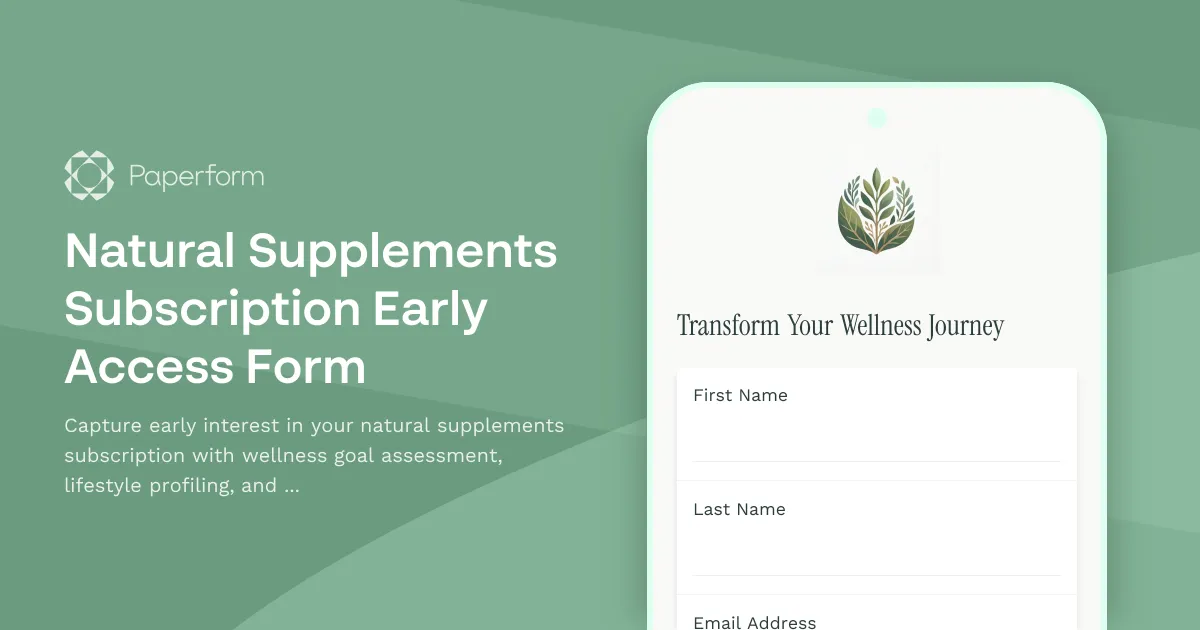 Natural Supplements Subscription Early Access Form