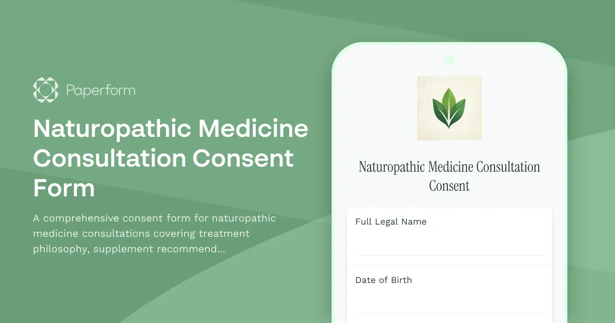 Naturopathic Medicine Consultation Consent Form