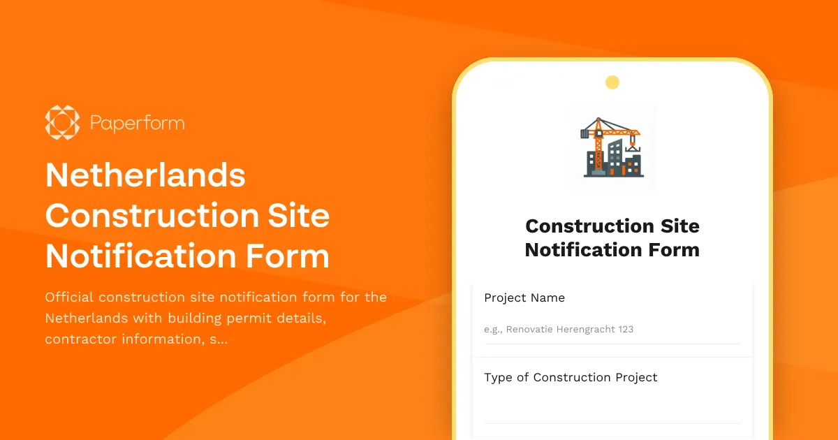 Netherlands Construction Site Notification Form