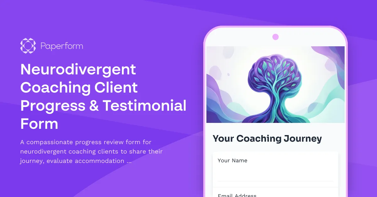 Neurodivergent Coaching Client Progress & Testimonial Form