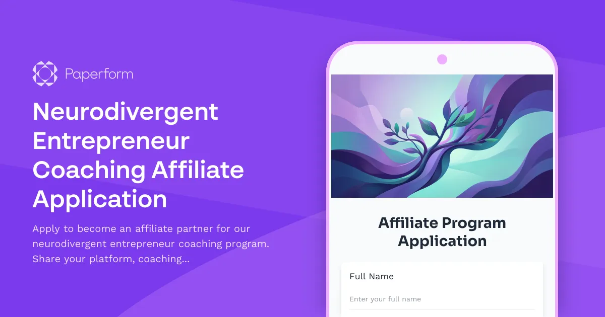 Neurodivergent Entrepreneur Coaching Affiliate Application