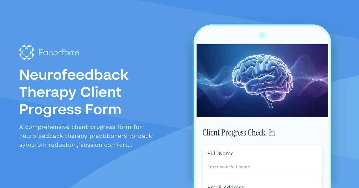 Neurofeedback Therapy Client Progress Form