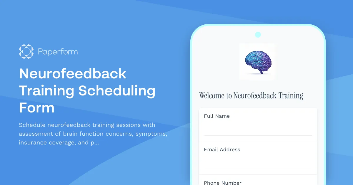 Neurofeedback Training Scheduling Form