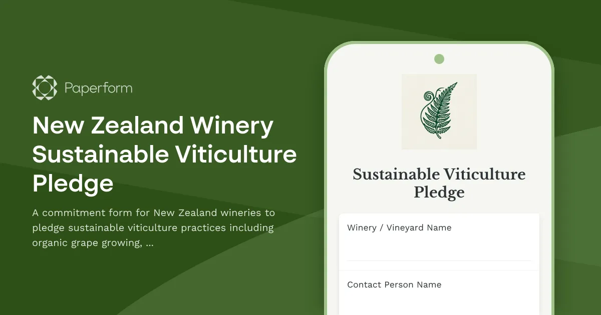 New Zealand Winery Sustainable Viticulture Pledge