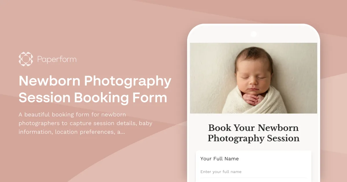 Newborn Photography Session Booking Form