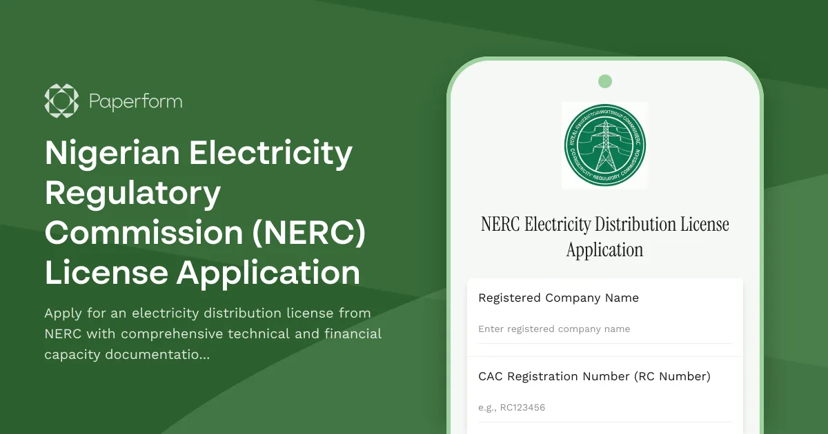 Nigerian Electricity Regulatory Commission (NERC) License Application
