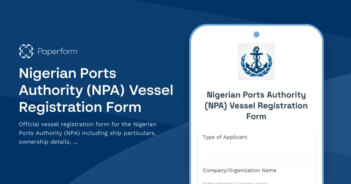 Nigerian Ports Authority (NPA) Vessel Registration Form
