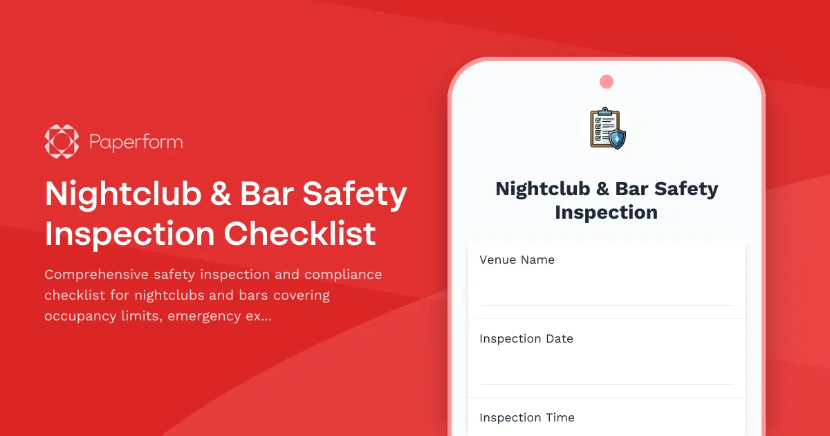 Nightclub & Bar Safety Inspection Checklist