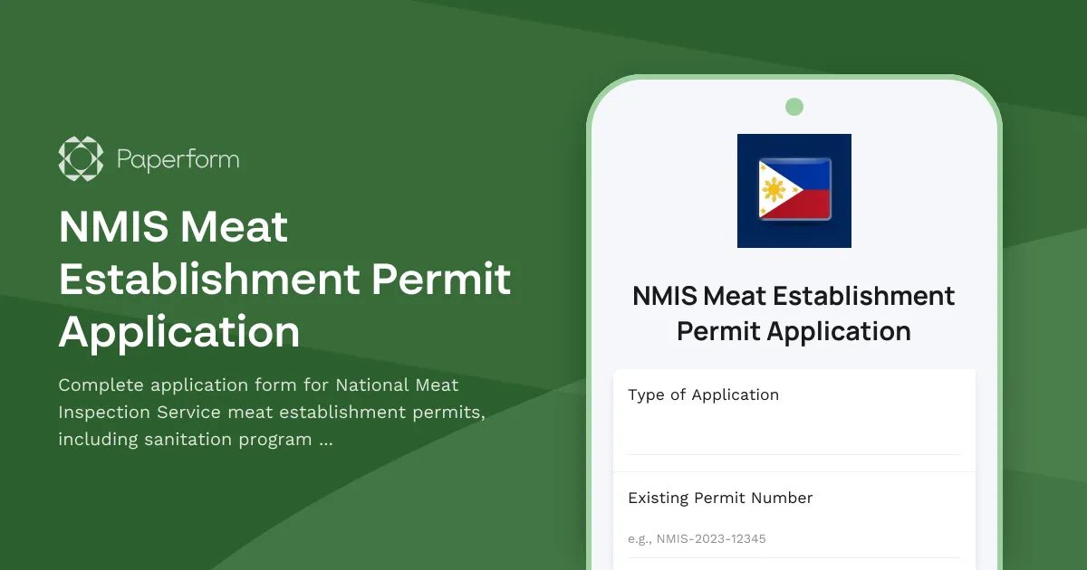 NMIS Meat Establishment Permit Application