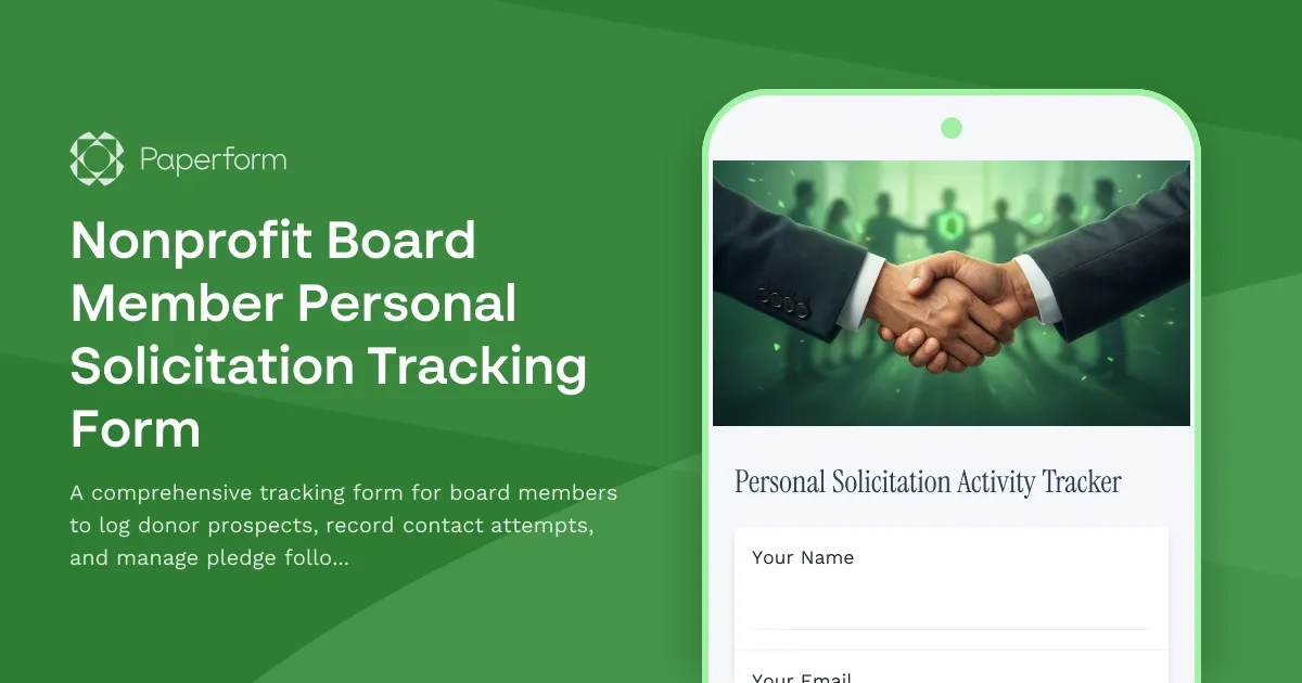 Nonprofit Board Member Personal Solicitation Tracking Form