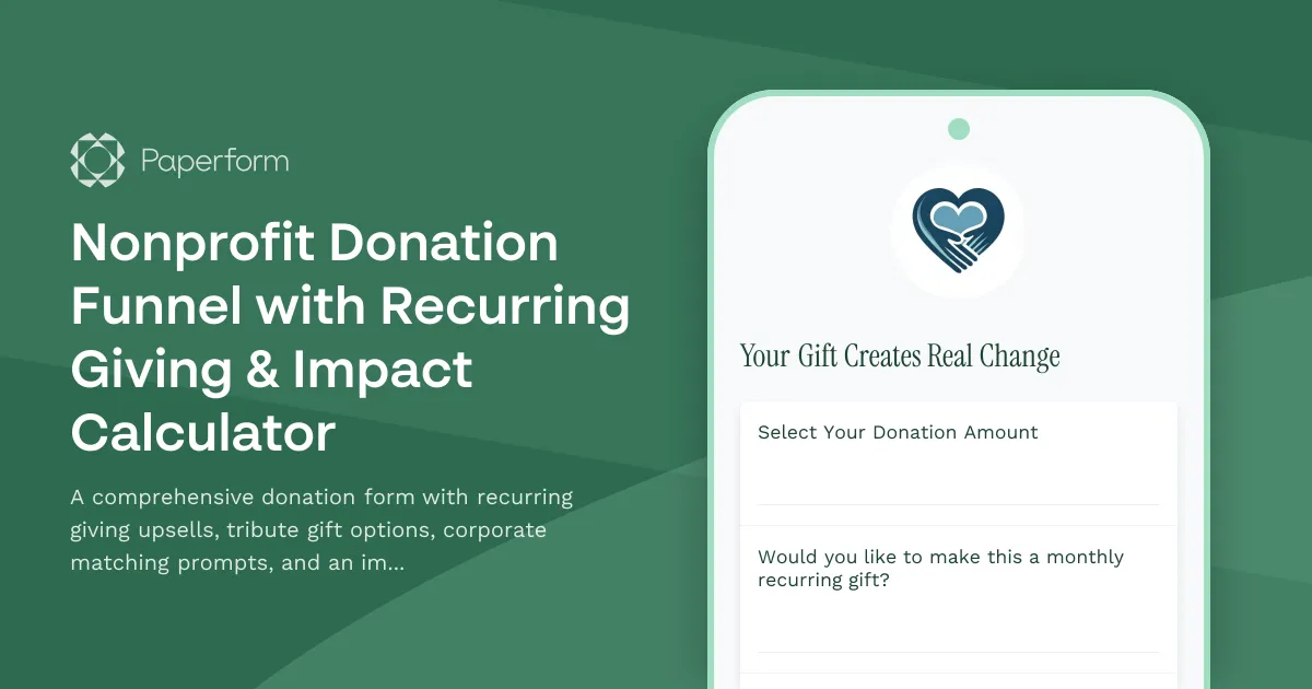 Nonprofit Donation Funnel with Recurring Giving & Impact Calculator
