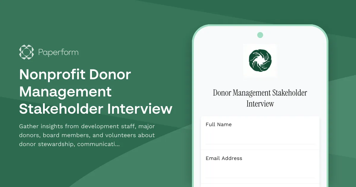 Nonprofit Donor Management Stakeholder Interview