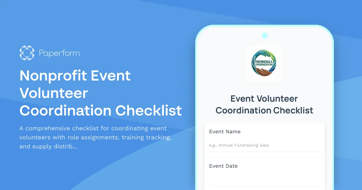 Nonprofit Event Volunteer Coordination Checklist