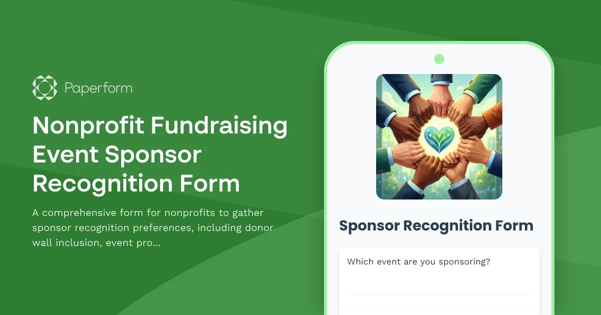 Nonprofit Fundraising Event Sponsor Recognition Form