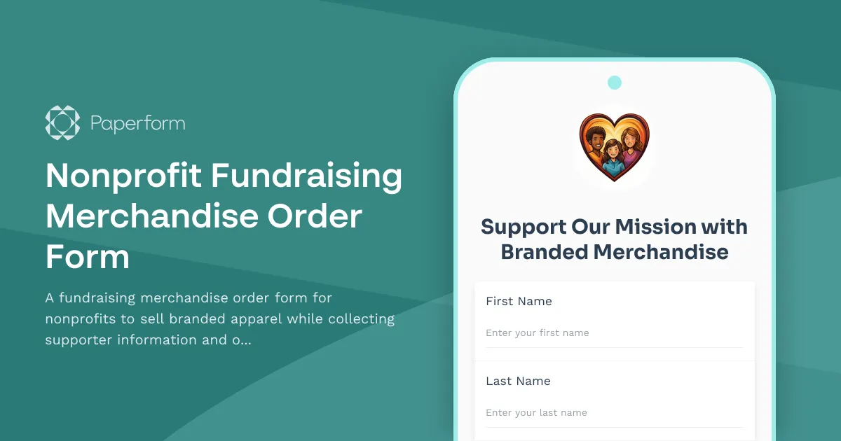Nonprofit Fundraising Merchandise Order Form