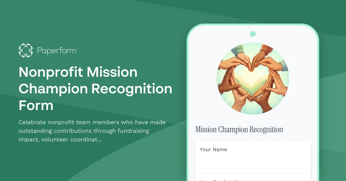 Nonprofit Mission Champion Recognition Form