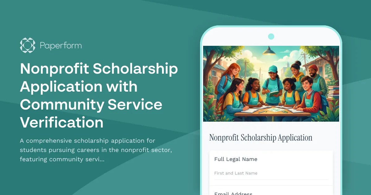 Nonprofit Scholarship Application with Community Service Verification