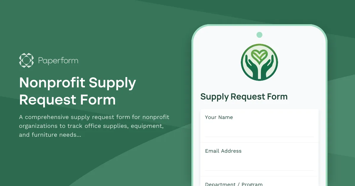 Nonprofit Supply Request Form