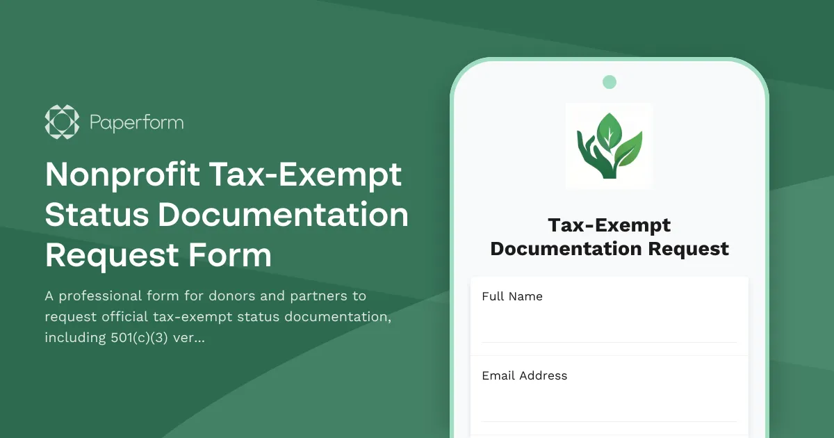 Nonprofit Tax-Exempt Status Documentation Request Form
