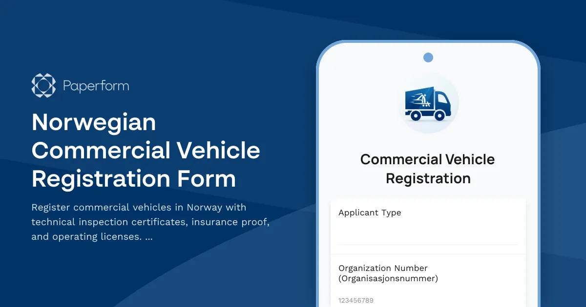 Norwegian Commercial Vehicle Registration Form
