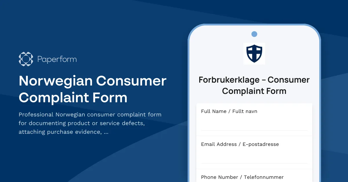Norwegian Consumer Complaint Form