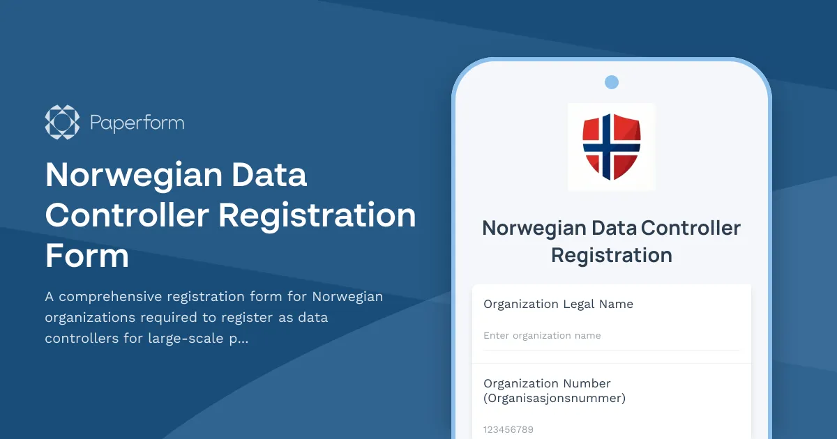 Norwegian Data Controller Registration Form