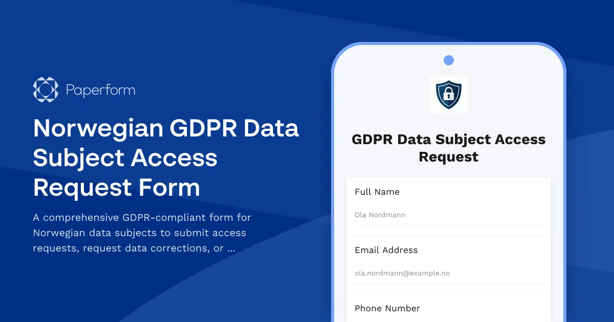 Norwegian GDPR Data Subject Access Request Form