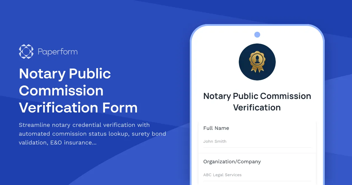 Notary Public Commission Verification Form