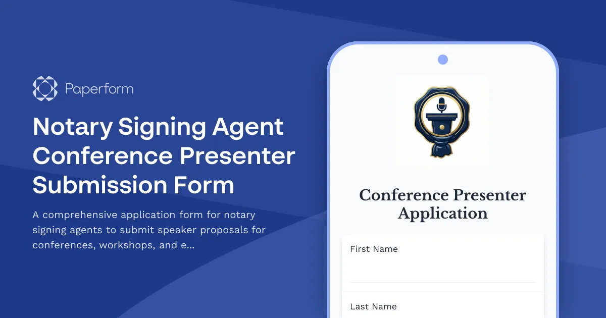 Notary Signing Agent Conference Presenter Submission Form