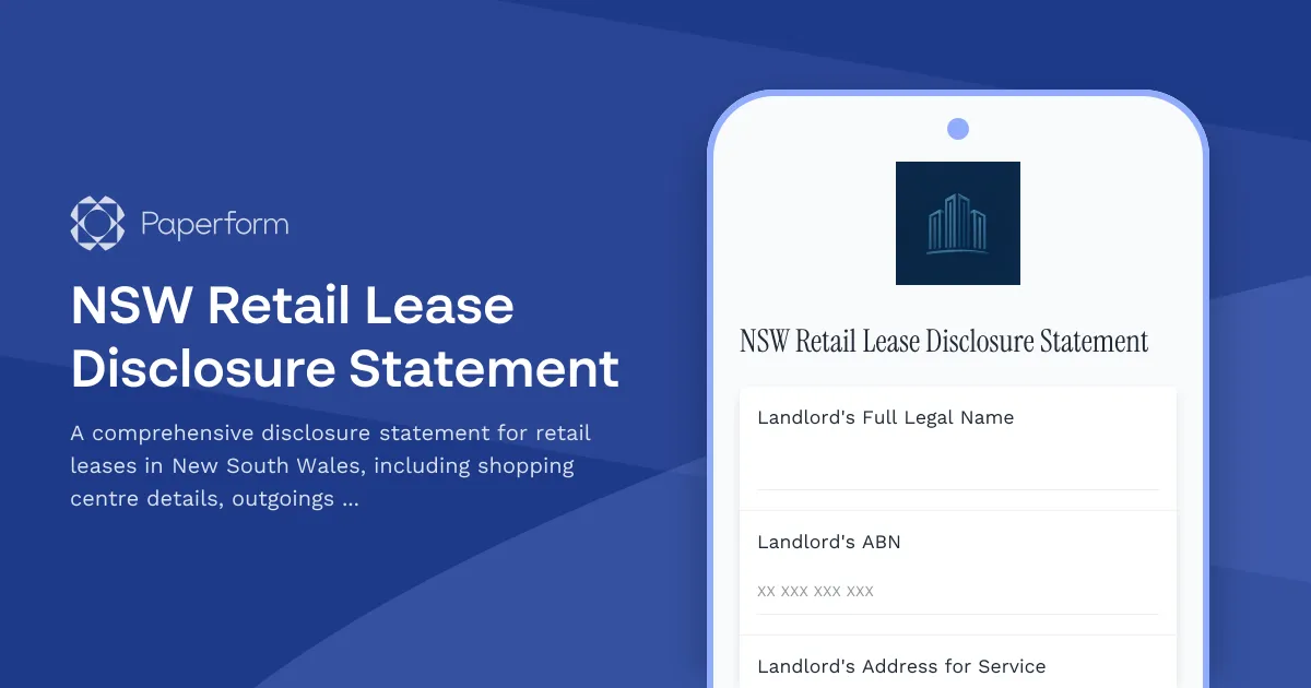 NSW Retail Lease Disclosure Statement