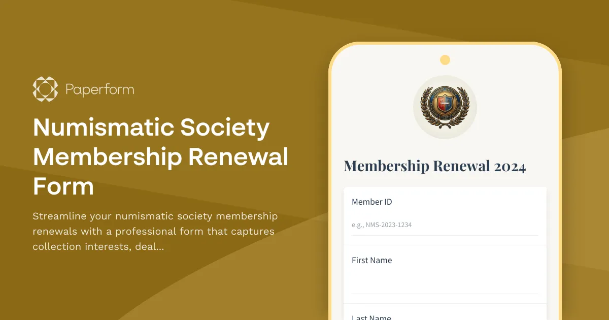 Numismatic Society Membership Renewal Form