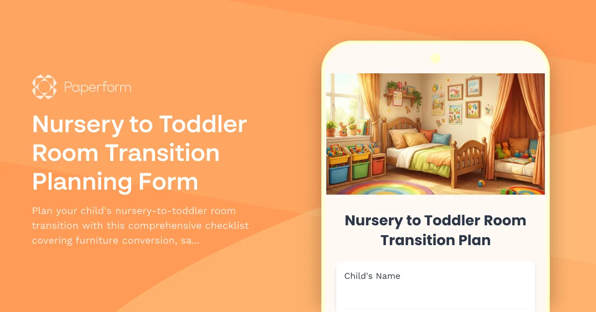 Nursery to Toddler Room Transition Planning Form