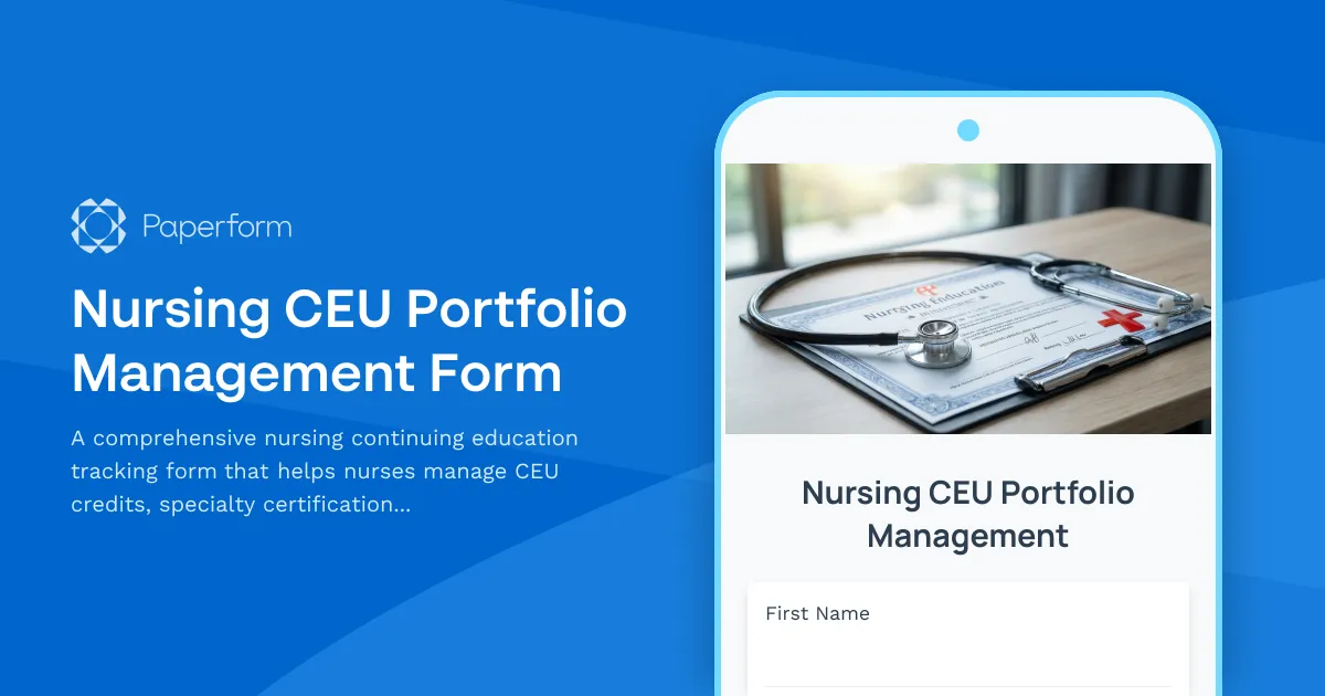 Nursing CEU Portfolio Management Form