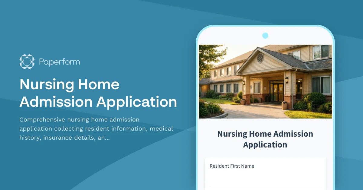 Nursing Home Admission Application