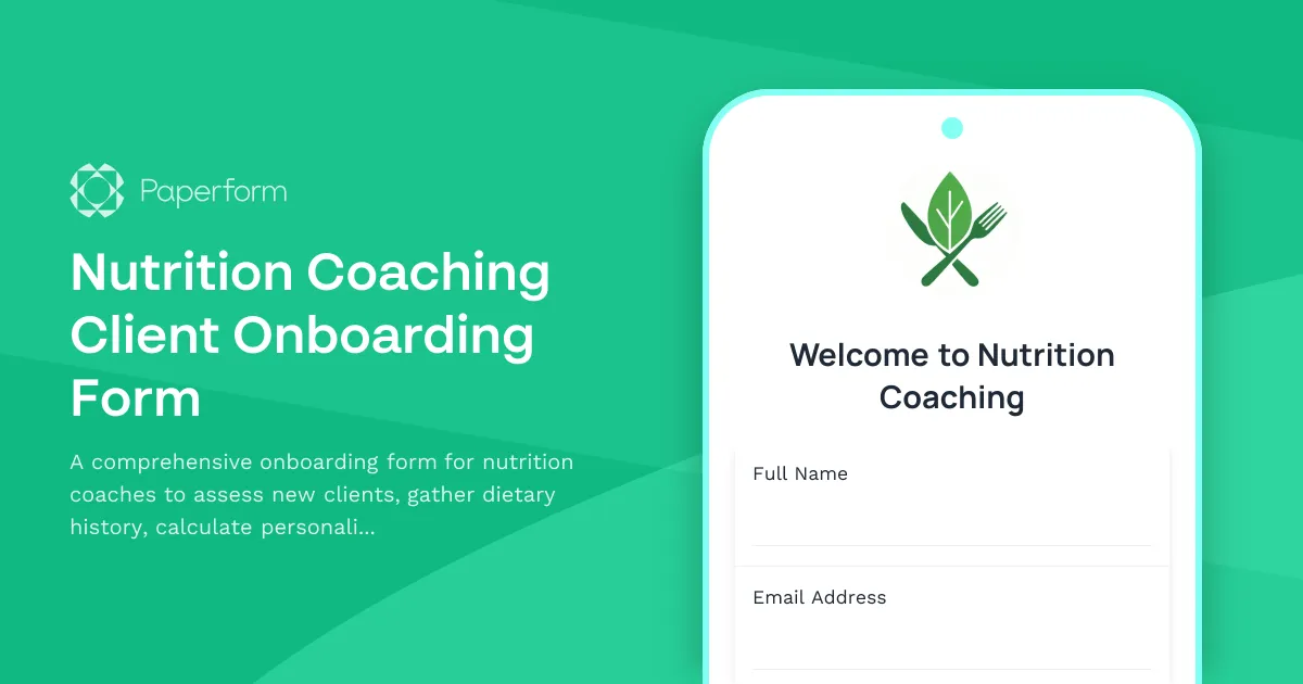 Nutrition Coaching Client Onboarding Form
