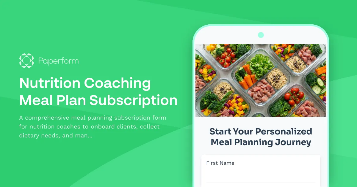 Nutrition Coaching Meal Plan Subscription