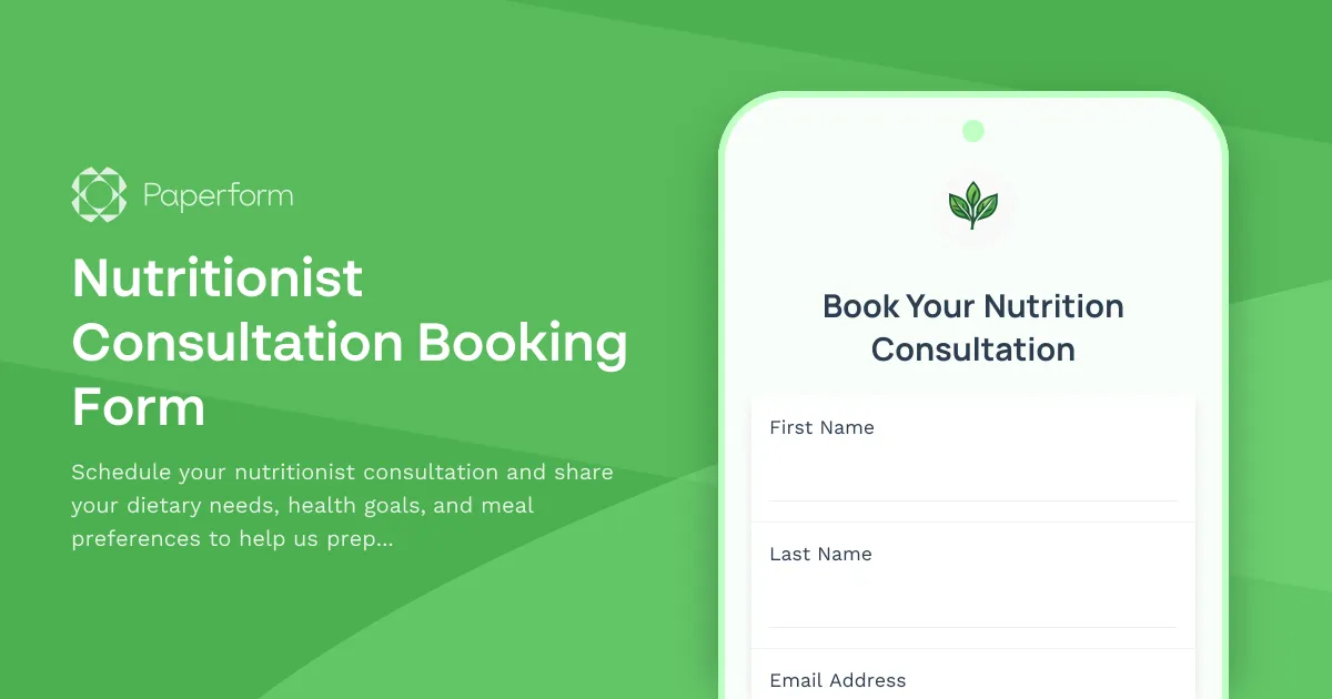 Nutritionist Consultation Booking Form