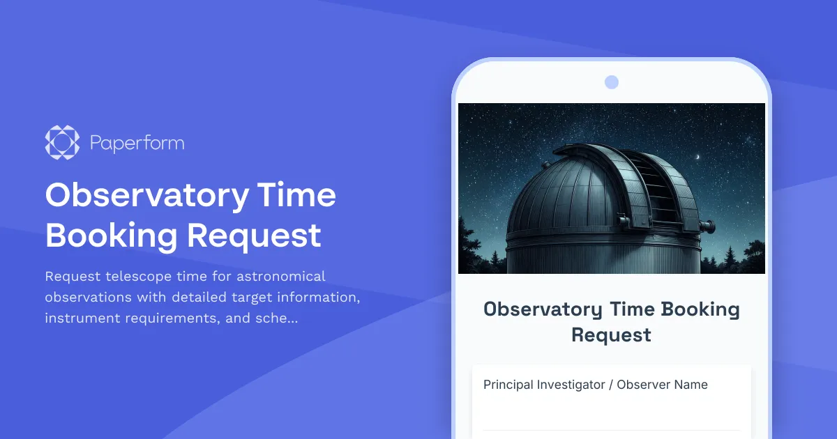 Observatory Time Booking Request