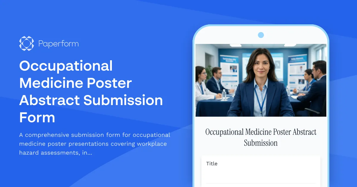 Occupational Medicine Poster Abstract Submission Form