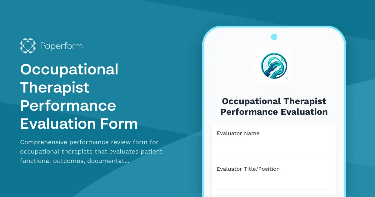 Occupational Therapist Performance Evaluation Form