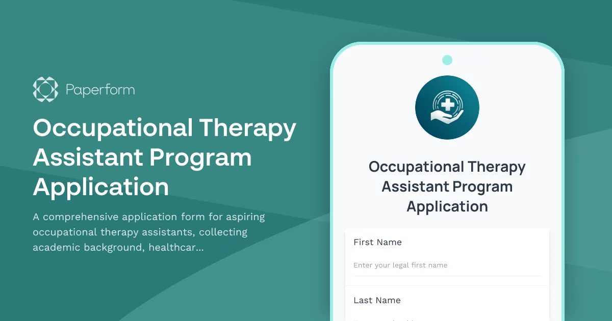 Occupational Therapy Assistant Program Application
