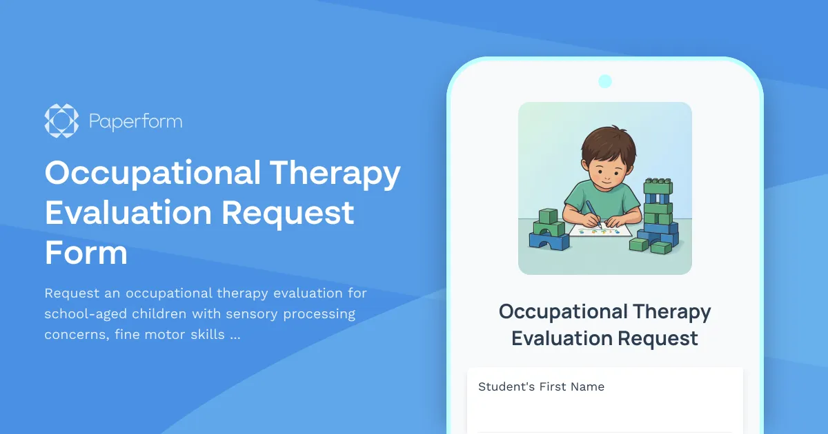 Occupational Therapy Evaluation Request Form