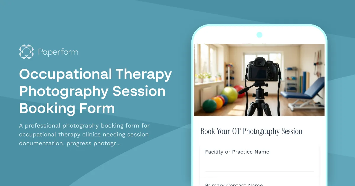 Occupational Therapy Photography Session Booking Form