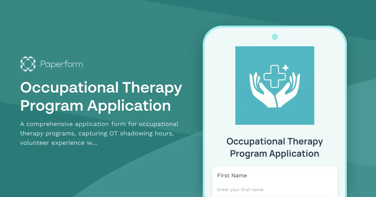 Occupational Therapy Program Application