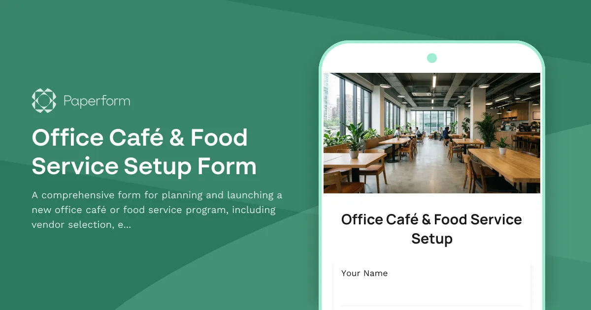 Office Café & Food Service Setup Form